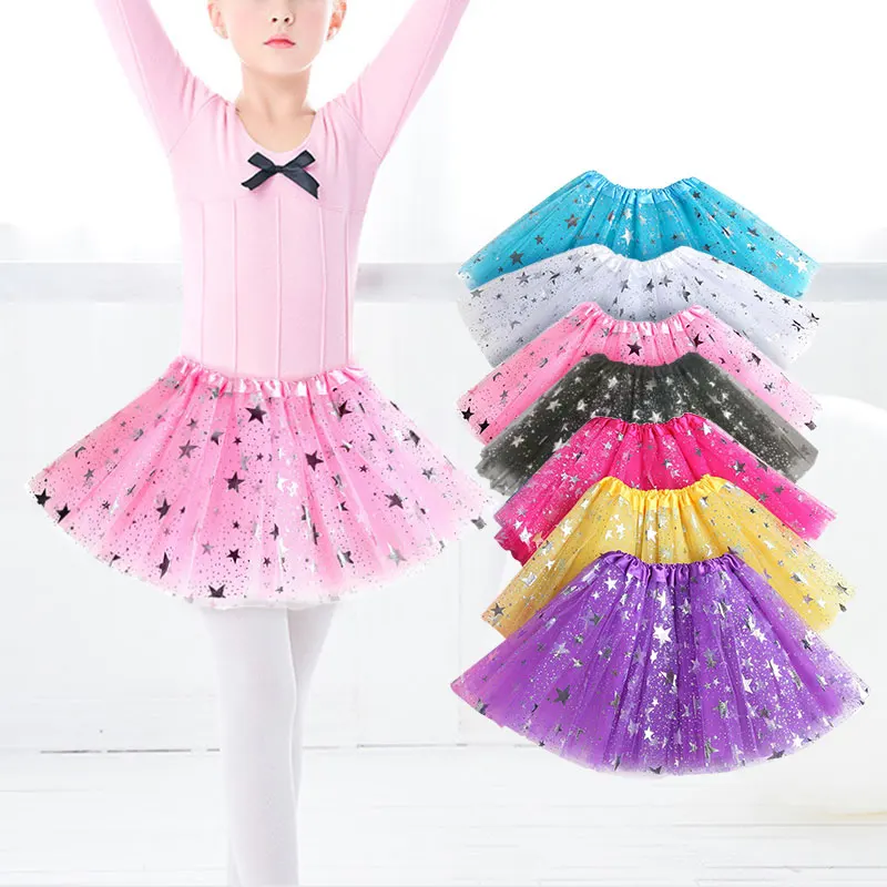 Красивая юбка принцессы для маленьких девочек Тюлевая пачка звезды блестками 3