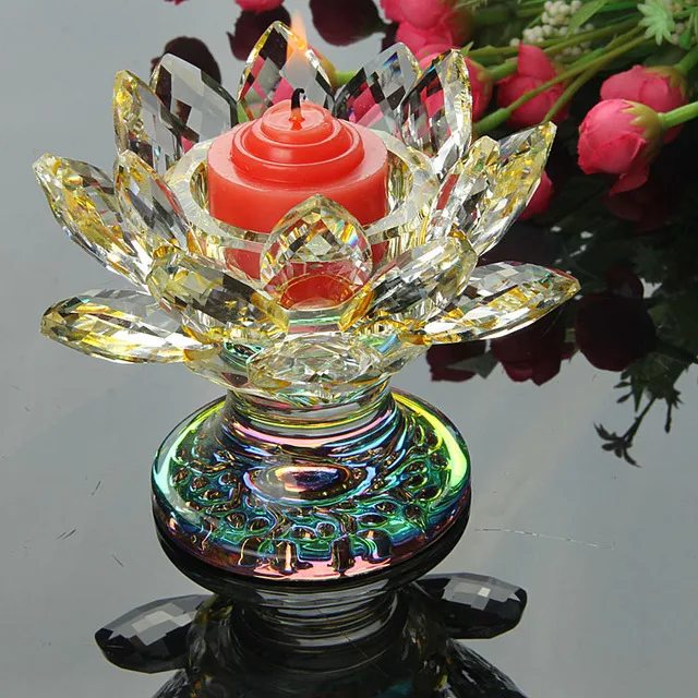 Хрустальный подсвечник с цветком лотоса поделки стеклянные бумажные украшения