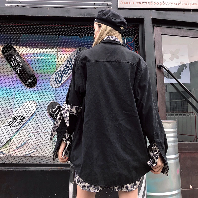Весна Лето Корея Ulzzang Harajuku ретро леопардовая рубашка свободная хип хоп