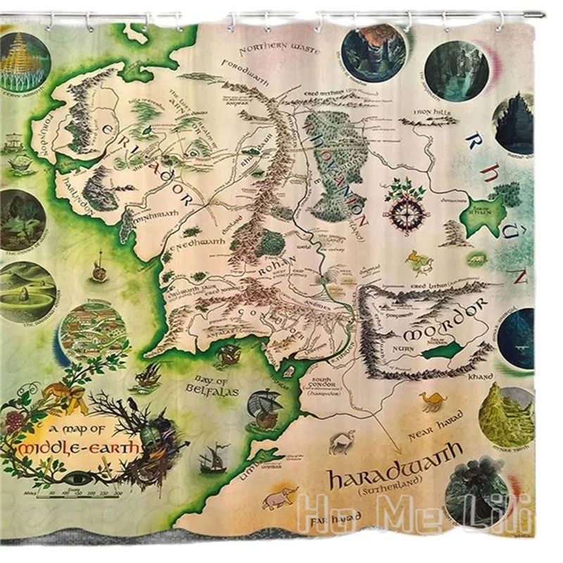 

Middle Earth Map Shower Curtain By Ho Me Lili Fantasy Fabric Bathroom Sets Magic Home Decoration