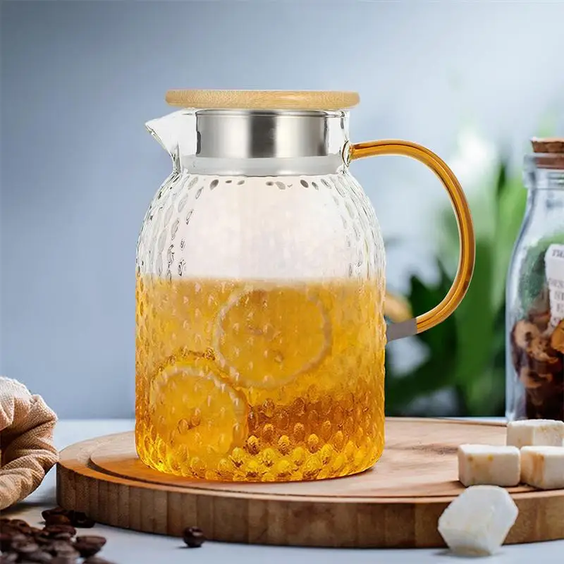 

1pc 1L Water Pitcher Glass Water Pot Heat Resistant Water Jug and Glass Set Square Kettle Boiling For Tea Home