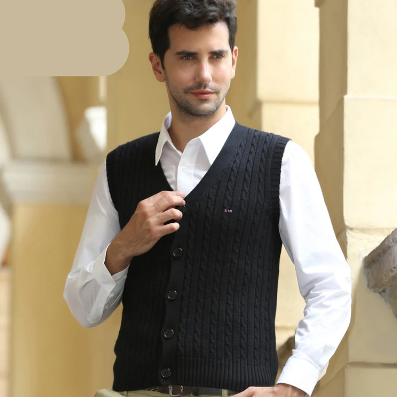 Eden деловой Трикотажный жилет на каждый день мужской осенне зимний хлопковый