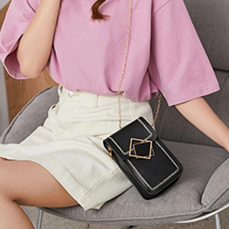 

Ultra-Thin PU Leather Wallet Phone Shoulder Bag For Women Small Crossbody Bag Soft Card Holder Wallets Mini Coin Purses 2021