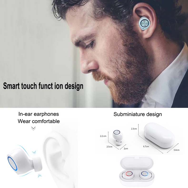 DAG TW60 TWS Bluetooth V5.0 гарнитура спортивные беспроводные наушники 3D стерео наушники мини вкладыши двойной микрофон с зарядным устройством
