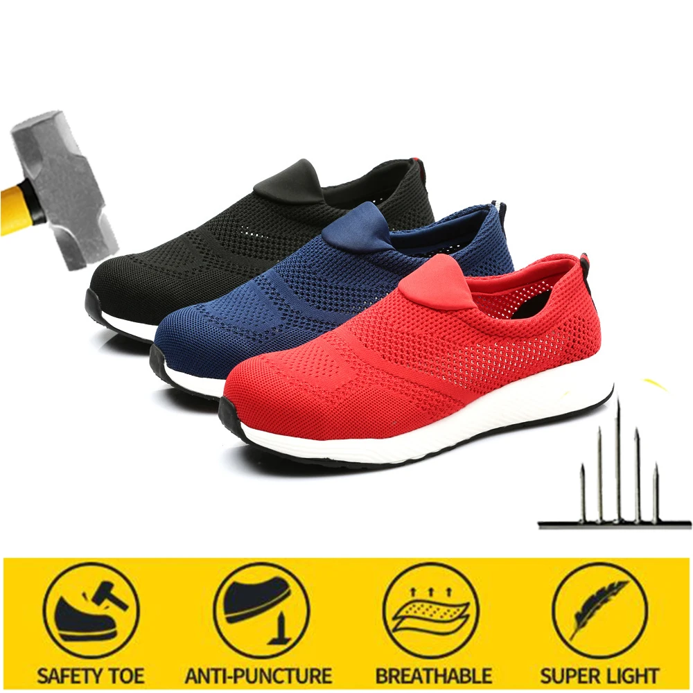 Safety Shoes Men's Puncture-proof Protective Safety Old Security Work Shoes Summer Breathable Women Safety Shoes Work Shoes Men