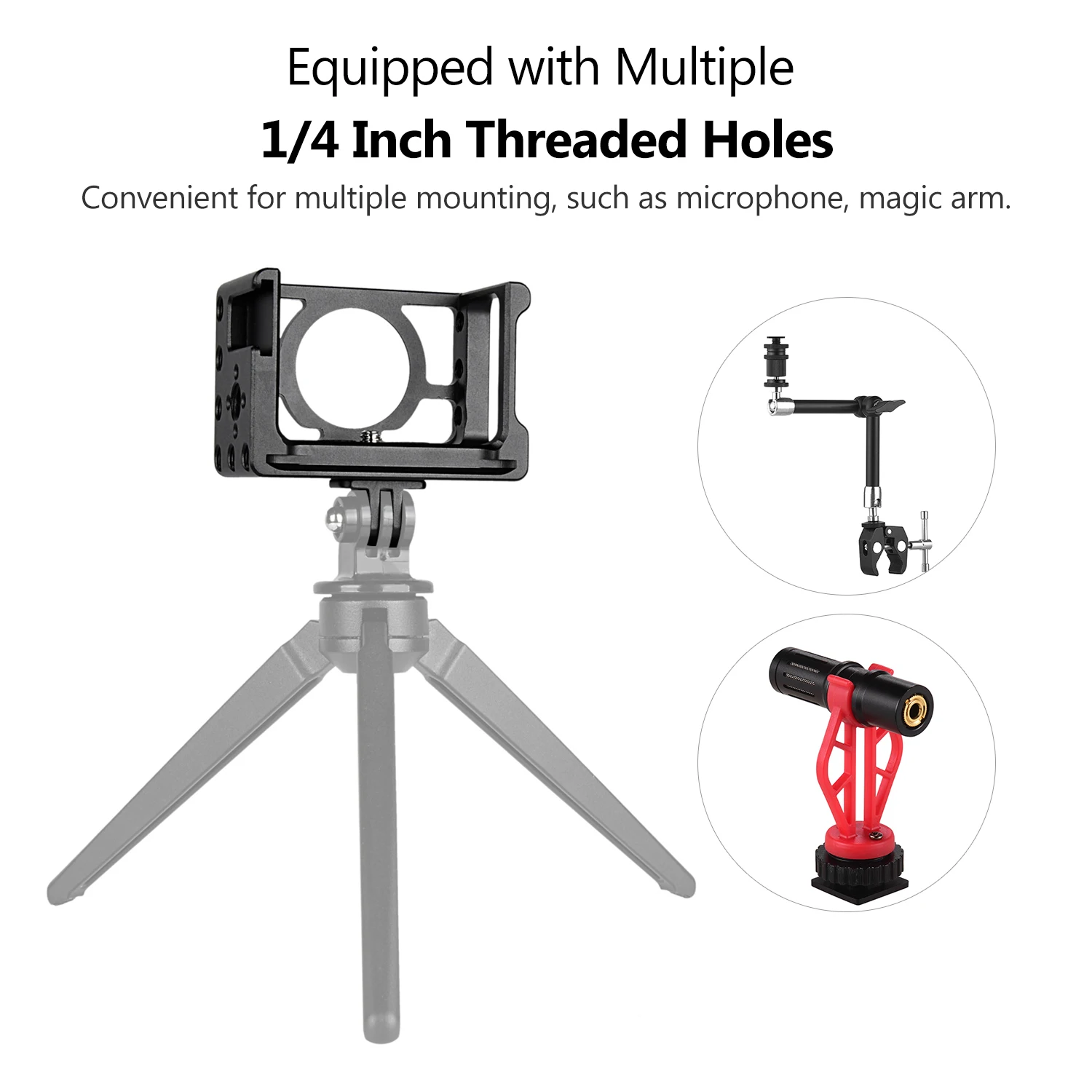 Andoer ручной металлический корпус для камеры защитный чехол с винтами 1/4 дюйма