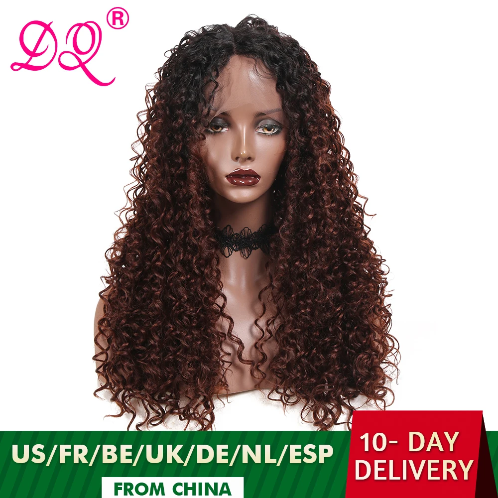 Synthetic Lace Front Wig for Women Ombre Honey Blonde Brown Red Black Wig Water Wave Curly Wigs Heat Resistant Fiber Cosplay Wig