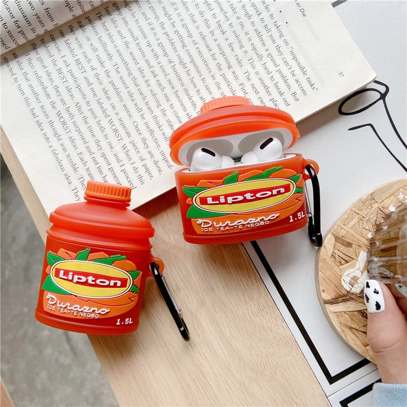 

For Airpods 1/2 Case,Liption Ice Tea Case For Airpods Case,Soft Silicone Earphone Headphone Cover For Airpods Pro Case Cover