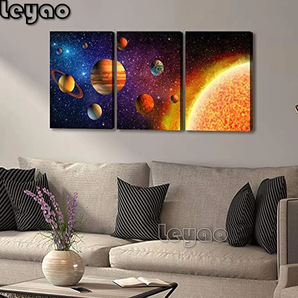 

Diamond Painting Starry sky landscape triptych Kits Handmade Needlework DIY Diamond Embroidery Planet Mosaic Rhinestone Picture