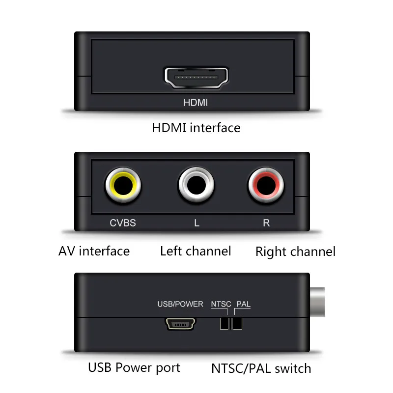 HDMI К AV скейлер адаптер HD видео конвертер коробка к RCA AV/CVSB L/R 1080P HDMI2AV Поддержка NTSC PAL