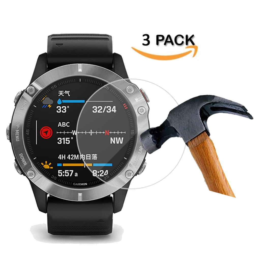 

3 шт., для Garmin Fenix 6 6s 6x pro 5 5s plus, закаленное стекло, защита экрана, полное покрытие экрана, легко установить аксессуары