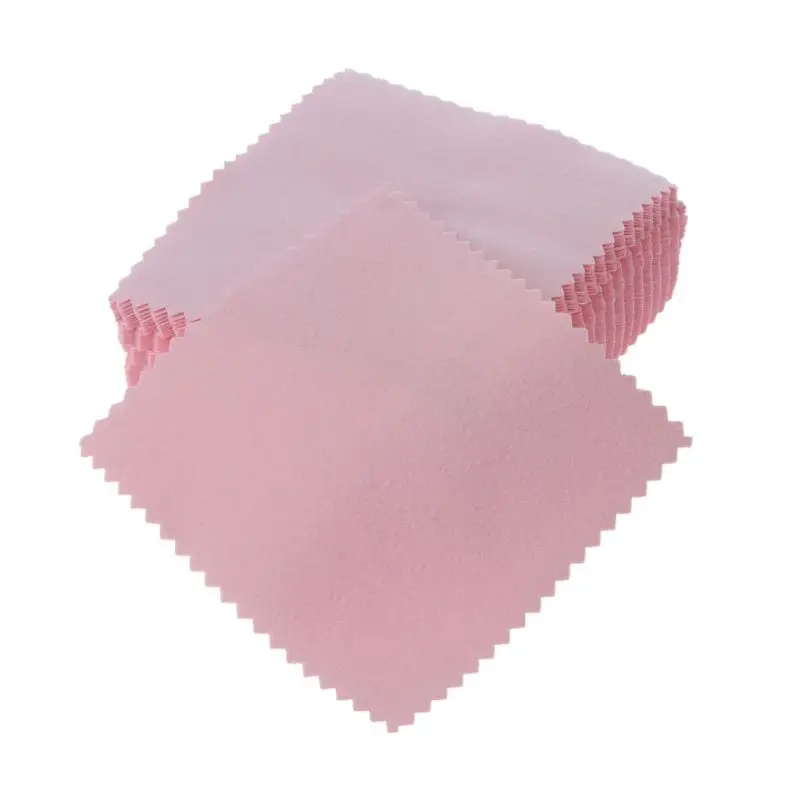 

50Pcs Pink Polishing Cleaning Cloth Jewelry Silver Gold Cleaner Jewelry Tools