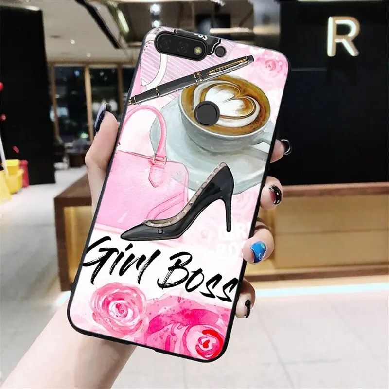 Yinuoda OK but First Coffee Girl Boss Phone Case for Huawei Honor 8A 8X 9 10 20 Lite 7A 5A 7C 10i 9X pro Play 8C | Мобильные