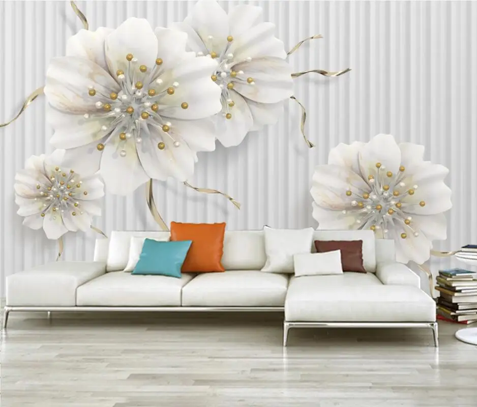 

AINYOOUSEM Beautiful jewelry flower 3D TV background wall papier peint papel de parede wallpaper 3d wallpaper stickers