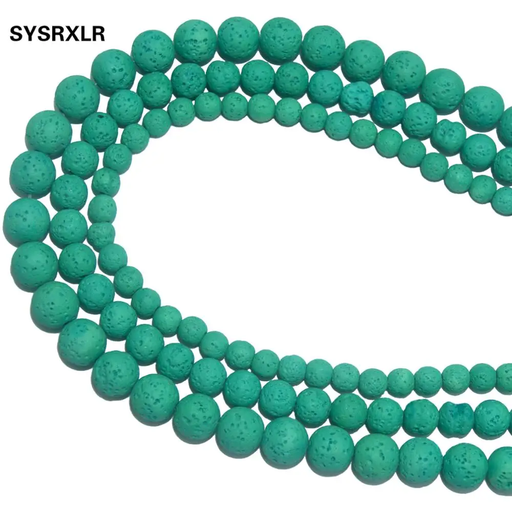Оптовая продажа Натуральный камень зеленого цвета из лавового камня бусины 6/8/10