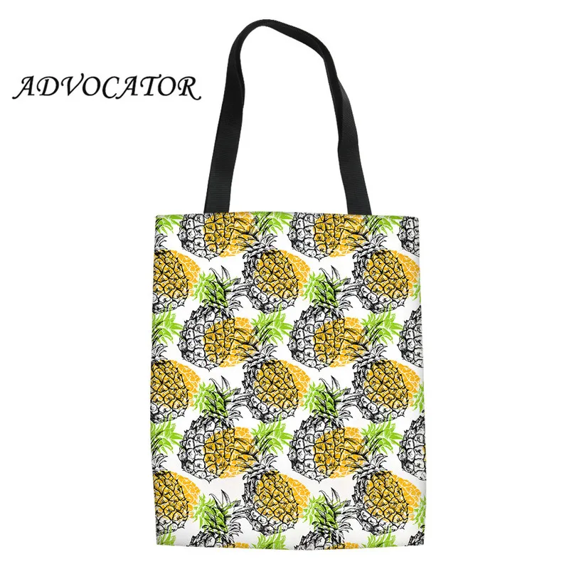 Женская хозяйственная сумка с рисунком кактуса и ананаса холщовые сумки-тоут