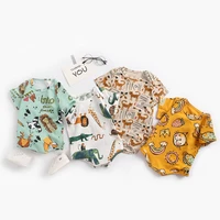 infant baby rompers short sleeve jumpsuit newborn clothes summer pajamas cute animal lion print baby girl boy clothes
