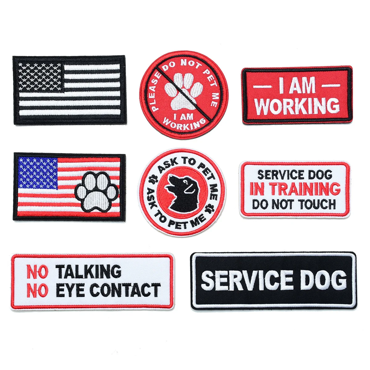 

Wholesale Hot Sale Embroidery Cloth Stickers Personality Dog Trend Cartoon Letters Velcro Badge Morale Badge