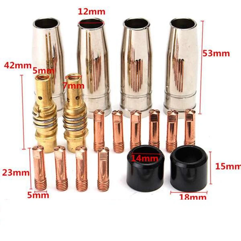 

18Pcs Welding Torch Nozzle Part Kit Conical Nozzle Sleeve Rod Tool Set for Binzel 15Ak Welder Accessories