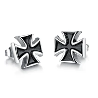 jhsl small unisex cross stud earrings for men women stainless steel high polishing good quality design fashion jewelry