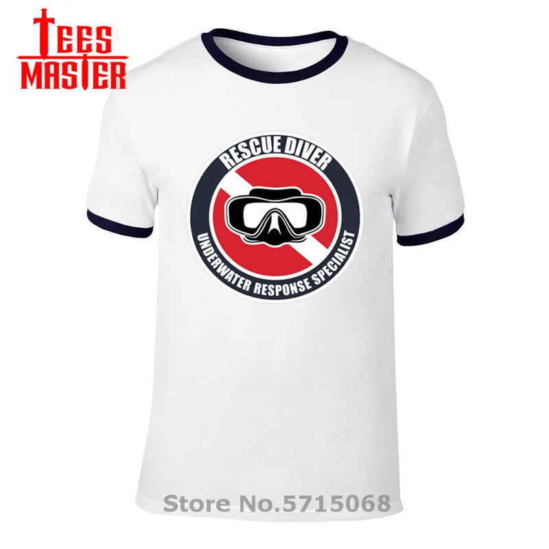 T Shirts short Sleeve Tee Tops Rescue Diver Printed Men's T-shirts Scuba Diving Series Male Vintage Vogue Clothing | Мужская одежда