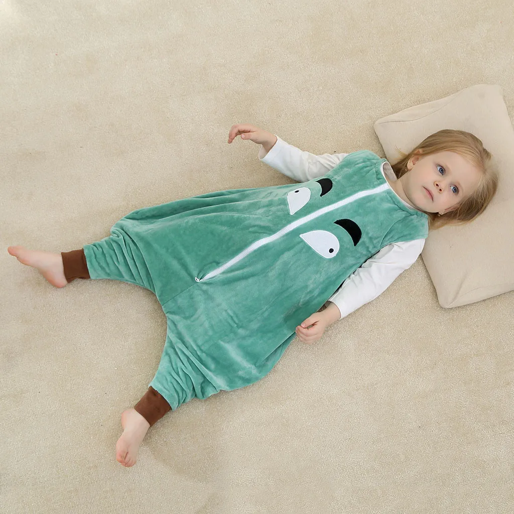 Mint Green Зимние пижамы кигуруми для мальчиков и девочек; комбинезон с динозавром из мультфильма; детская одежда для сна на молнии; фланелевый теплый комбинезон; детские пижамы - Цвет: Mint Green
