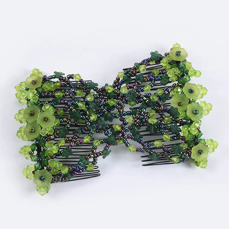 A Green DIY женские эластичные Волшебные волосы инструменты для волос бусины коготь зажим аксессуары жемчужные расчески для волос производитель волос винтажная булочка прическа Мода - Цвет: A Green