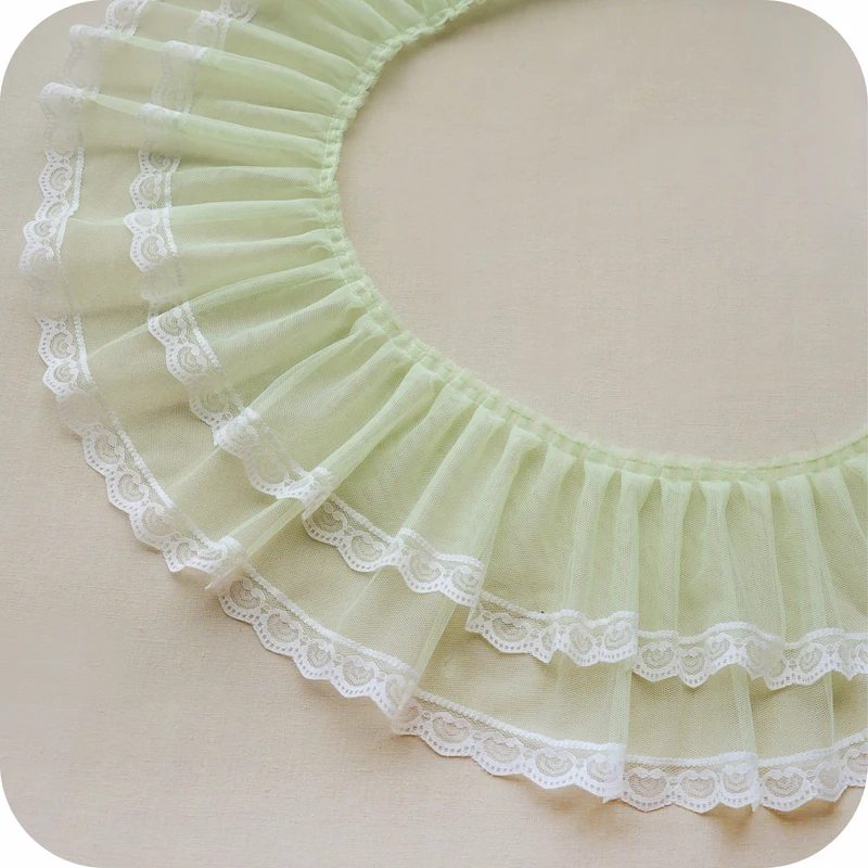 17 см Широкий двойной сетки блесток белый кружевной тюль плиссированная