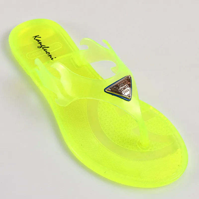 Новинка Модные шлепанцы с металлическим украшением Женские желейные сандалии