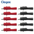 Клипсы-Крокодилы Cleqee металлические изоляционные с гнездом 2 мм, 10 шт., зажимы крокодилы, электронные аксессуары для мультиметра 1000 В10 А