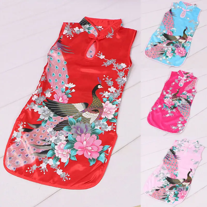 Новинка 2020 детское платье в стиле ретро для девочек китайское мини-платье Ципао с