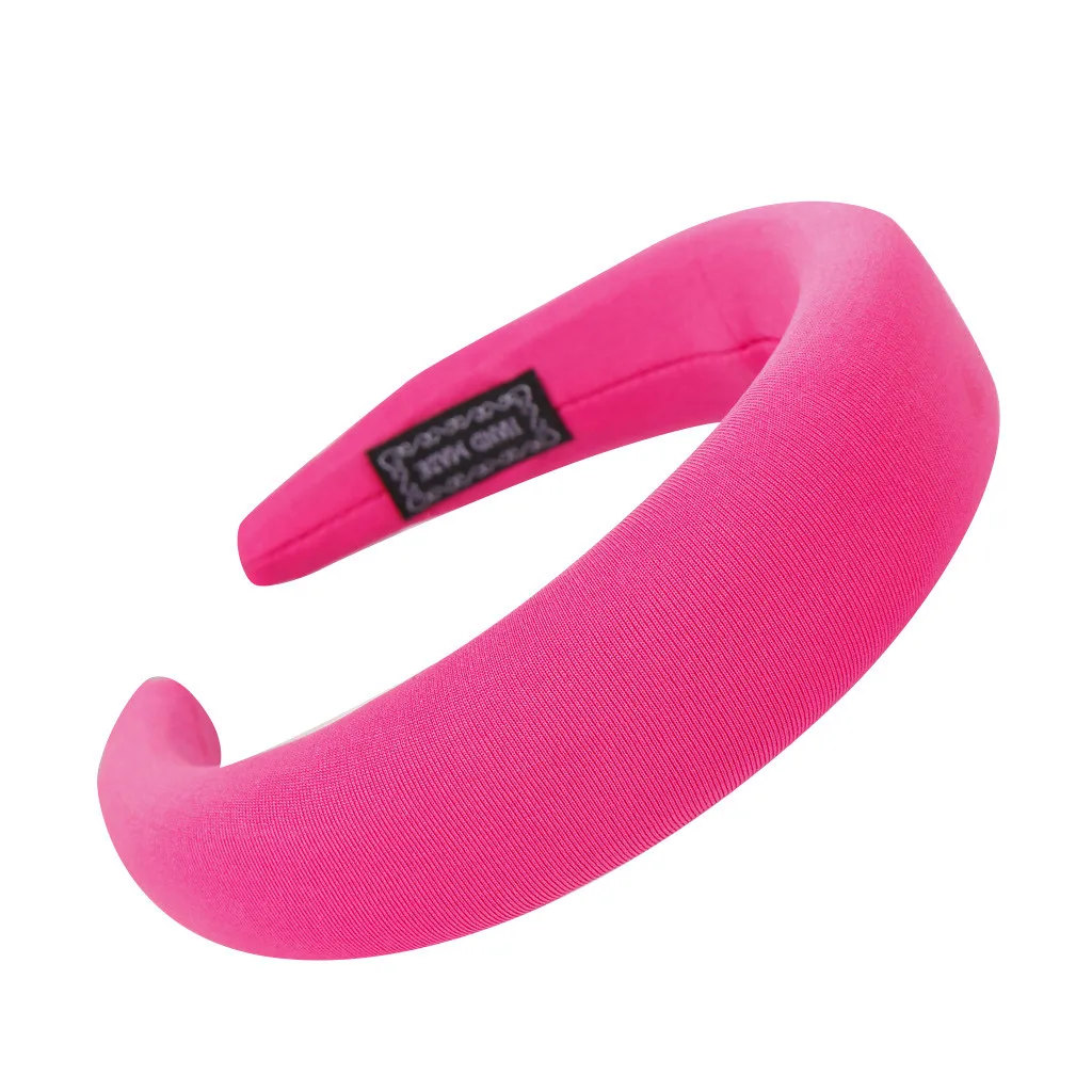 Hot Pink Губка бархатные аксессуары для волос для женщин Яркие одноцветные ободки для волос женские обручи для волос милая повязка для волос для девочек модный орнамент - Цвет: Hot Pink