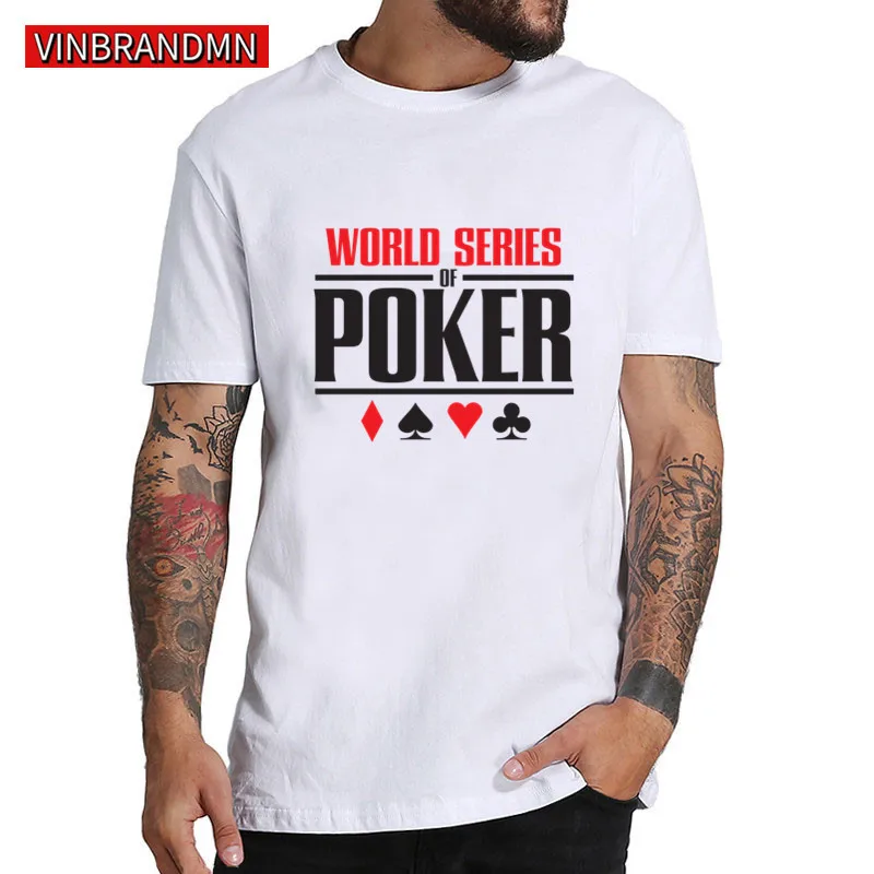 Classic Creative Poker Logo Men's Lowest Price O Neck Tees Latest Fashion World Series Of Hipster T Shirt Funny Game | Мужская