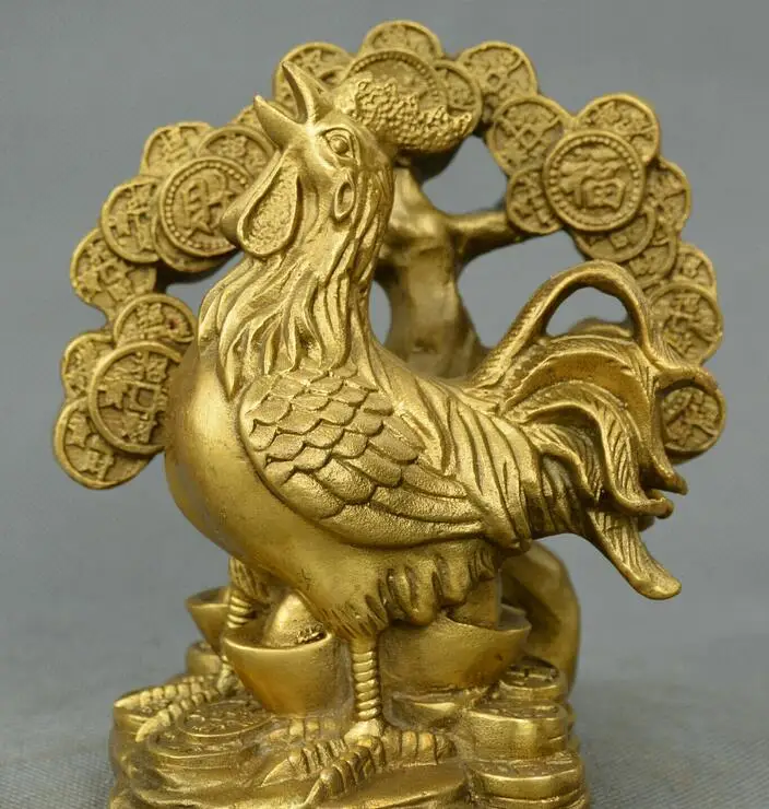 Китайская фэн шуй старый Бронзовый Зодиак Чок юанбао деньги Богатые деревья