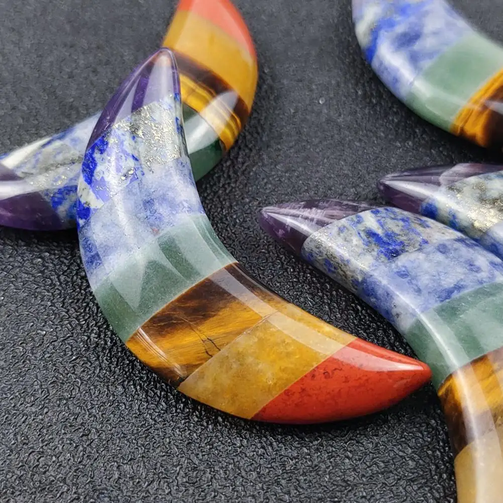 

Seven Chakra Moon цветной камень ручной работы натуральный камень красочный камень счастливая фотография рождественские подарки для друзей и Fam I9I7