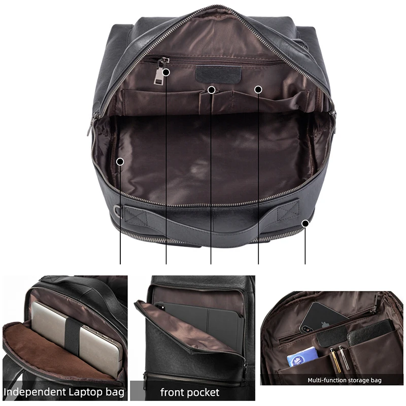 large mens backpack real genuine leather travel bag waterproof men 15 6 inch laptop backpacks fashion cow leather boys bookbag free global shipping