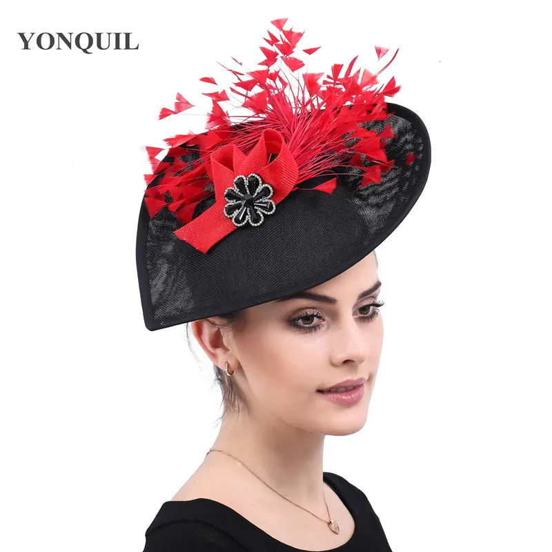 

Women Bride Elegant Feather Fascinator New Big Wedding Hat Headwear Bridal Fashion Mariage Chapeau Cap With Hair Pin Accessories