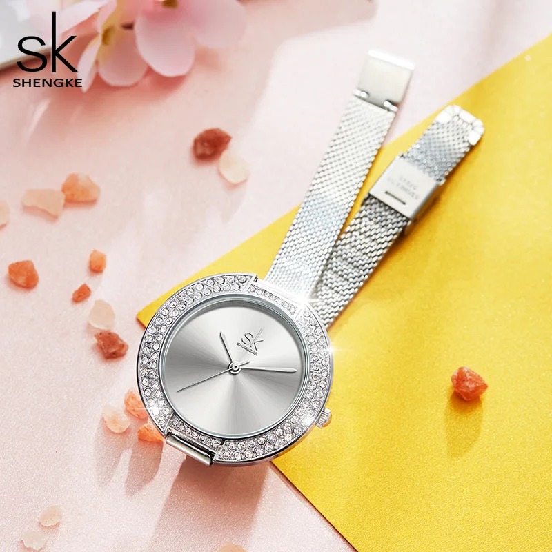 Shengke Luxury Women Watch Diamond Dial Bracelet Wristwatch For Girl Elegant Ladies Quartz Watch Female Dress Watch Brand Watch enlarge