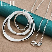 doteffil 925 sterling silver 16 30 inch chain three circle pendant necklace for women man fashion wedding party charm jewelry