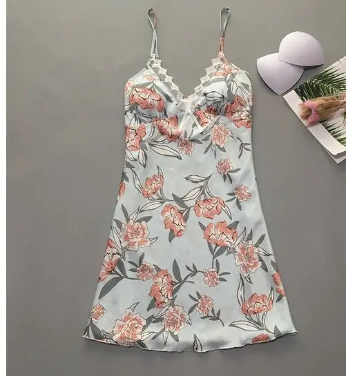 Ночная рубашка на бретельках пижамный комплект Женская атласная шелковая