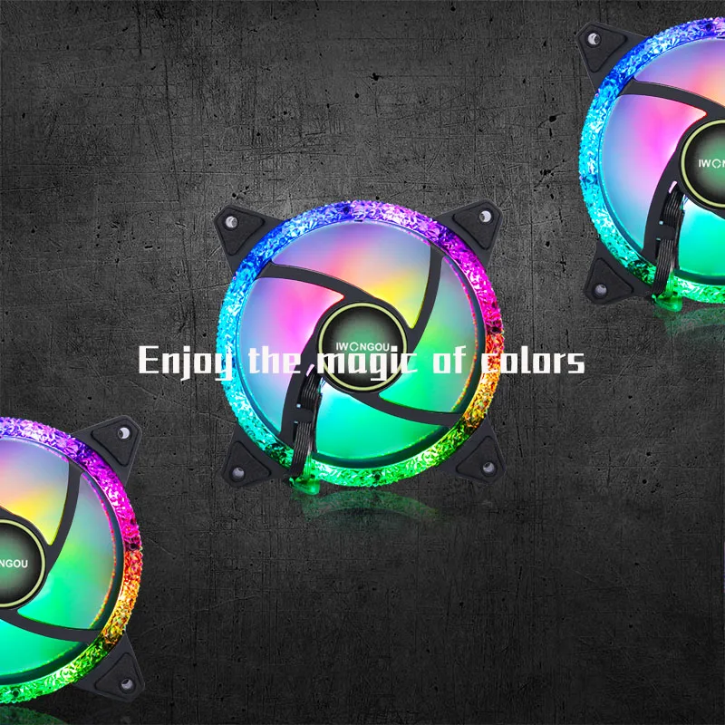 IWONGOU RGB вентилятор с контроллером ПК Вентилятор 120 мм 12 в pwm Halo тихий компьютерный