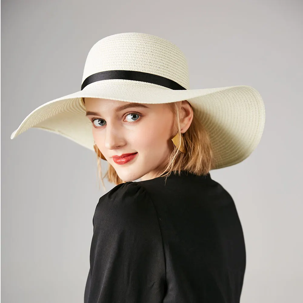 

Летняя соломенная шляпа, женская пляжная шляпа с широкими полями, шляпа от солнца, складная Солнцезащитная шляпа с УФ-защитой, Панама, Bone Chapeu...
