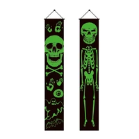 new halloween decorations luminous skeleton front porch signs glow in the dark banner couplet for door outdoor yard garden home
