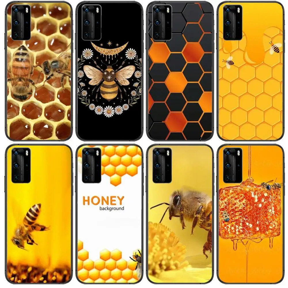 

Golden honeycomb honey bee TPU Phone Case For Huawei P40 p30 P20 10 9 8 Lite E Pro Plus Black Etui Coque Painting Hoesjes comic