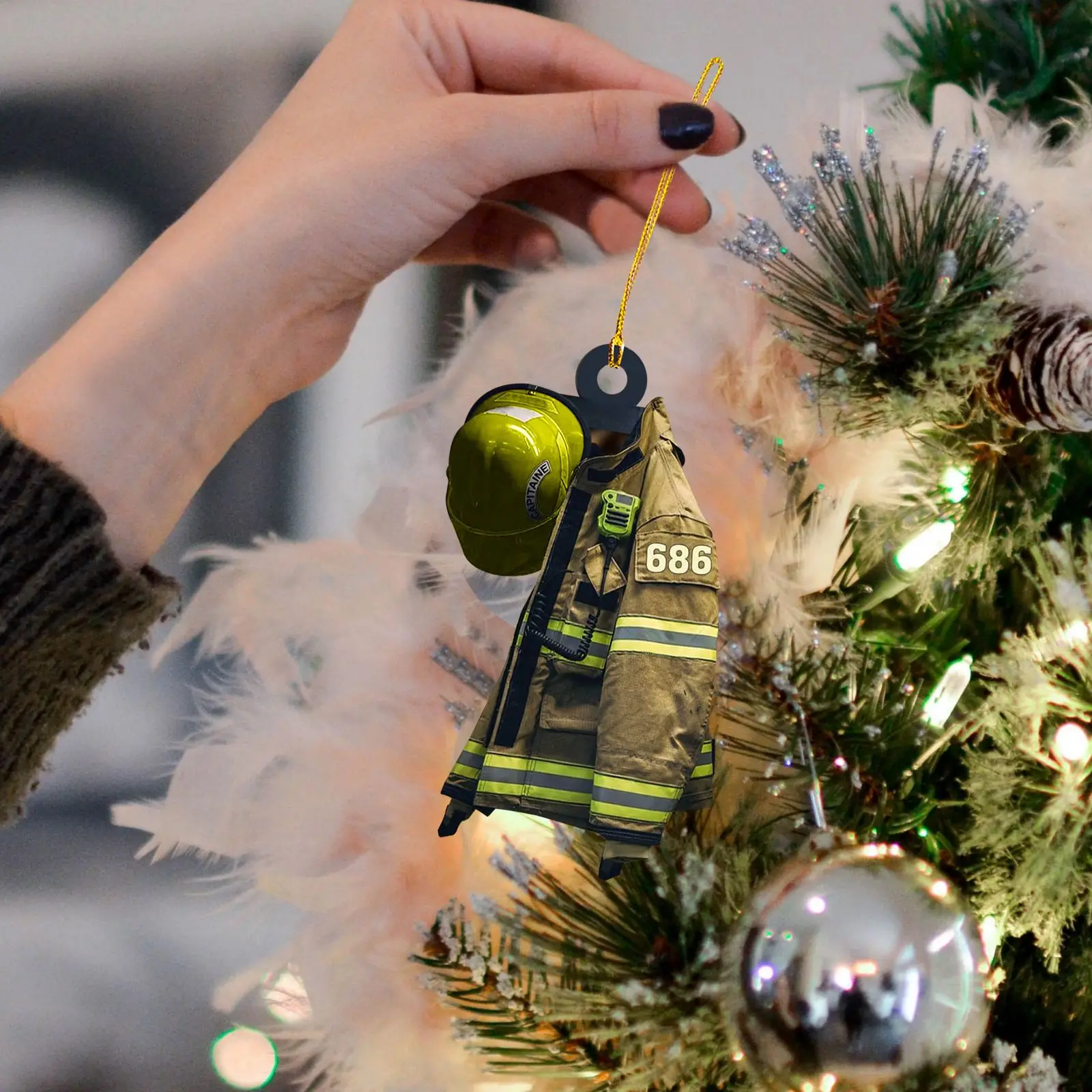 Орнамент Пожарника подвесное украшение на рождественскую елку униформа