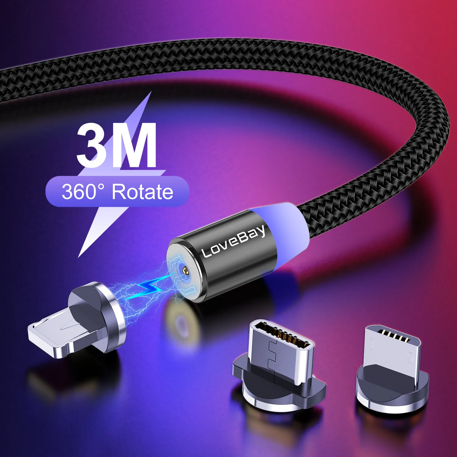 

Lovebay Magnetic Micro USB Cable Fast Charging USB Type C Cable Magnet Charger Data Charge Cable Cord For iphone Samsung Xiaomi
