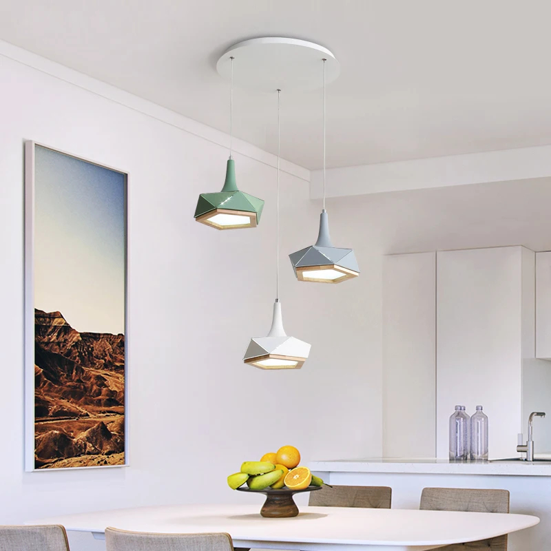 Nordic светодиодный подвесные светильники Macaron из дерева и кованного железа