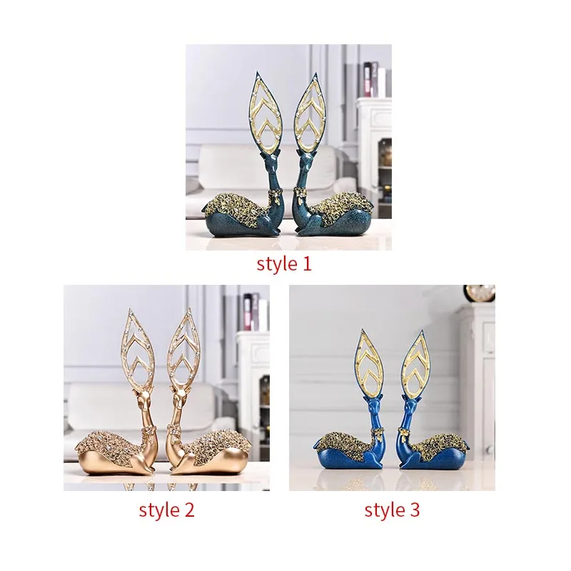 

Modern Style European Couple Deer Home Decoration Office Business Gifts Couple Deer Decoration Figurines Living Room Ornament