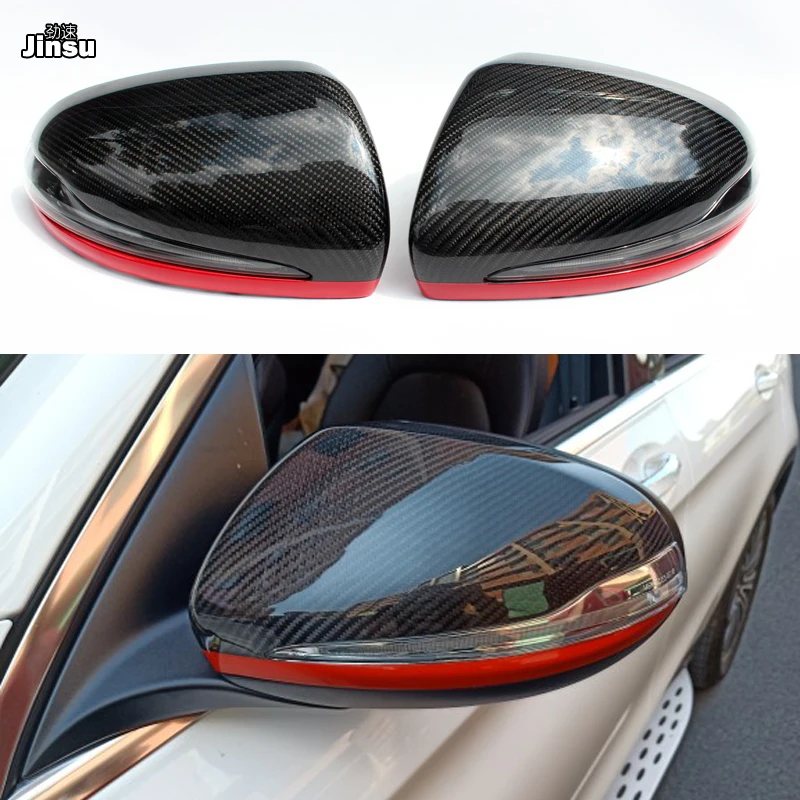 

Red line style Carbon Fiber Replacement Side Mirror Cover Caps Shell for Benz E class E250 E300 E400 2017 - 2019 W213 RHD LHD