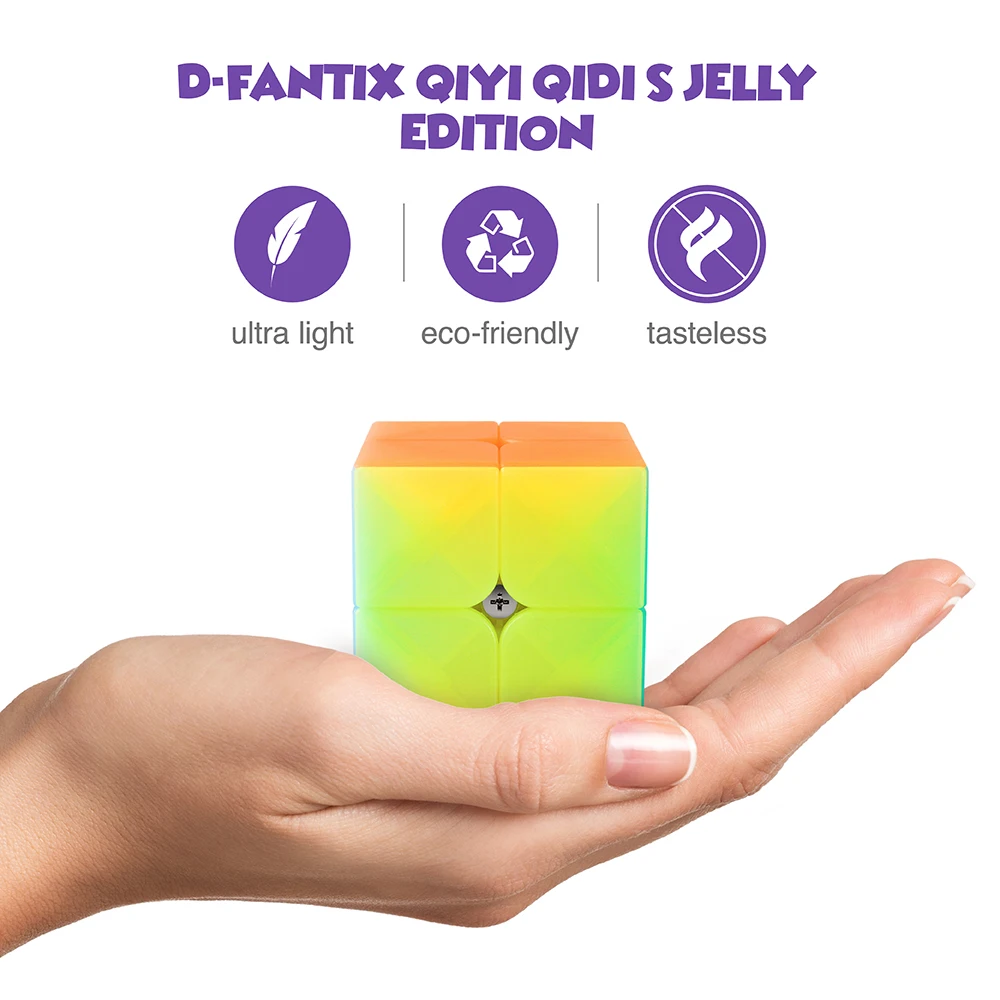 D FantiX Qiyi Qidi S 2x2 скоростной кубик без наклеек 2x2x2 Желейный пазл для